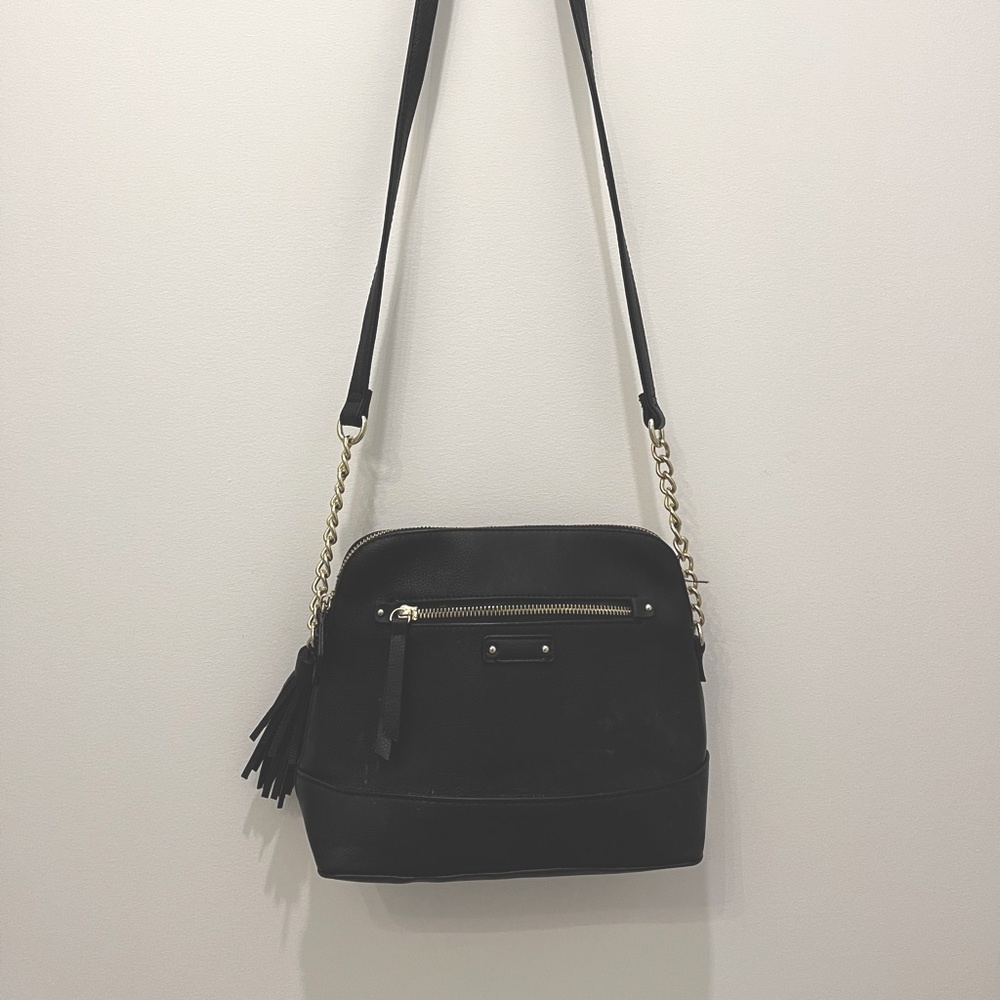 Crossbody purse with gold accents